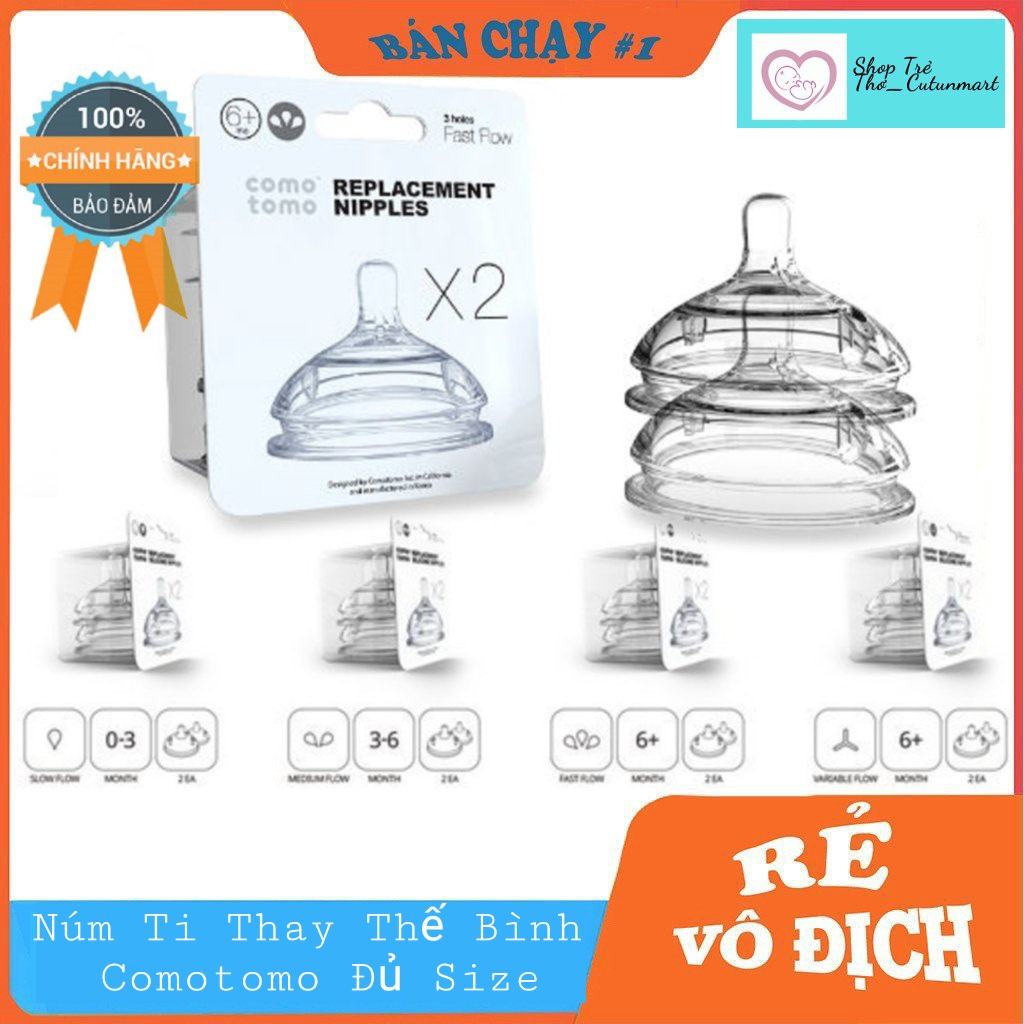 Núm ti Comotomo, Núm ti thay thế bình sữa Comotomo chính hãng đủ size