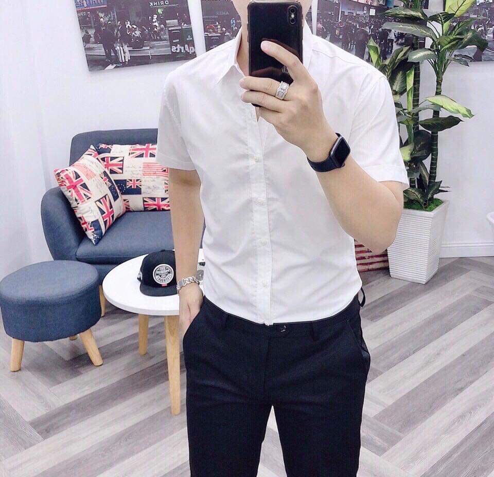 Áo sơ mi nam tay ngắn thời trang cao cấp moona asn31