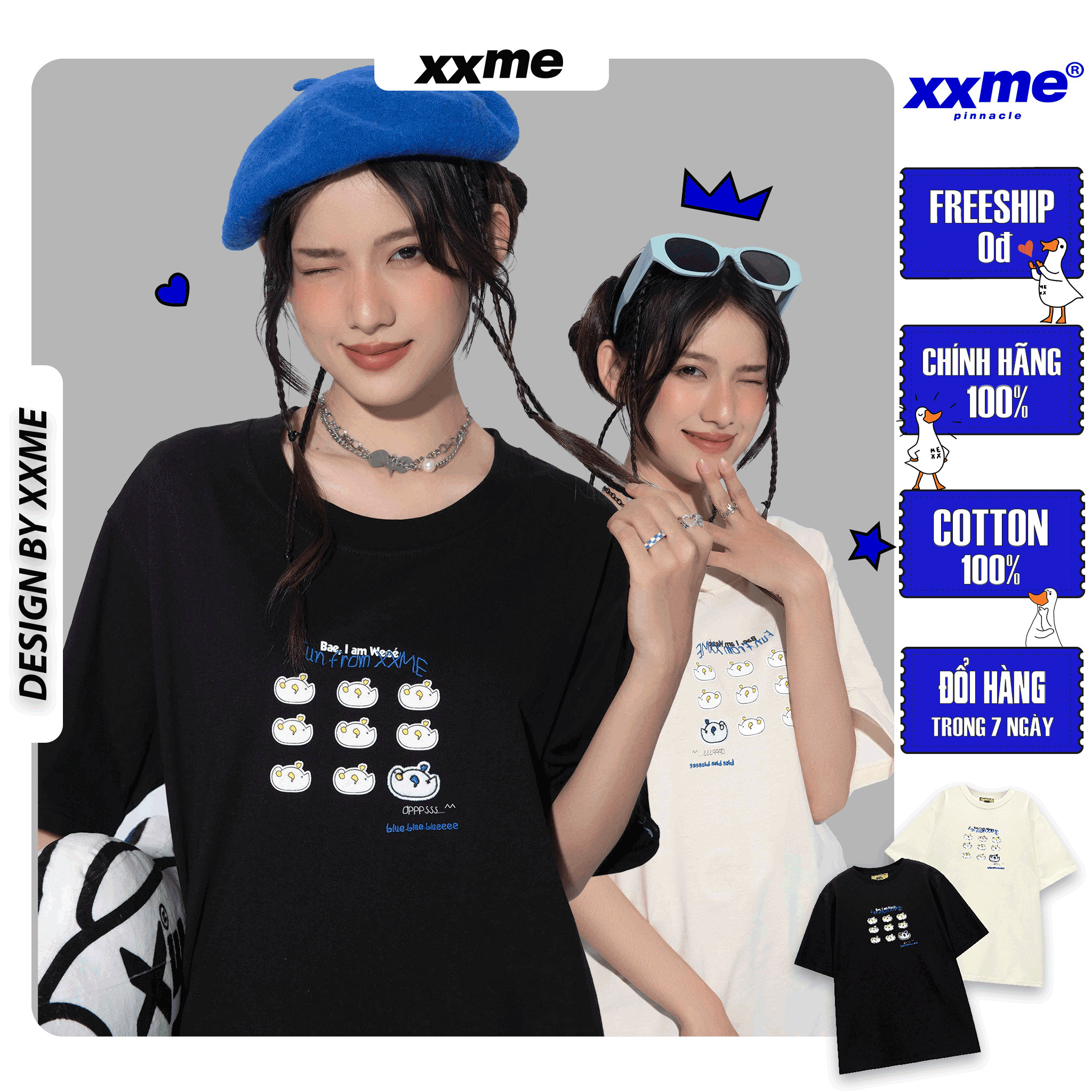 Áo thun | áo phông nam nữ cotton thoáng mát weeé oops tee - xxme - black