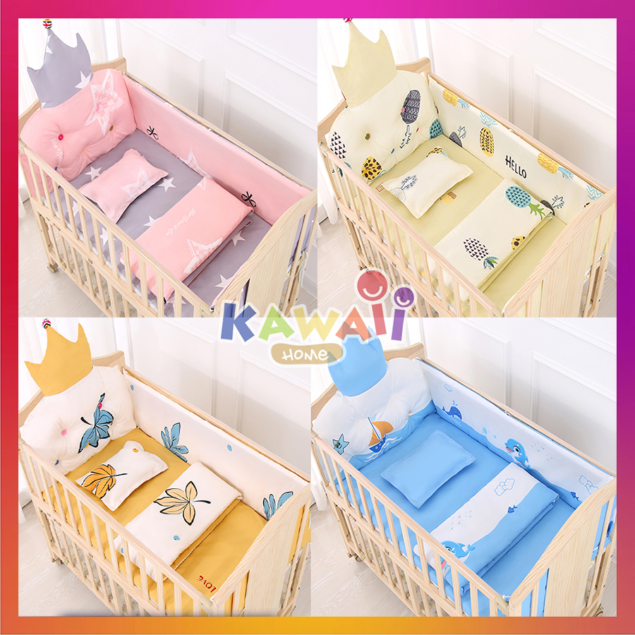 Giường cũi đa năng cho bé Kawaii Home (Tặng kèm: Màn chống muỗi), nôi cũi trẻ em gỗ thông 2 tầng, kích thước 105 x 60 x 90 Cm (Dài x Rộng x Cao), phù hợp cho bé từ  0-5 tuổi