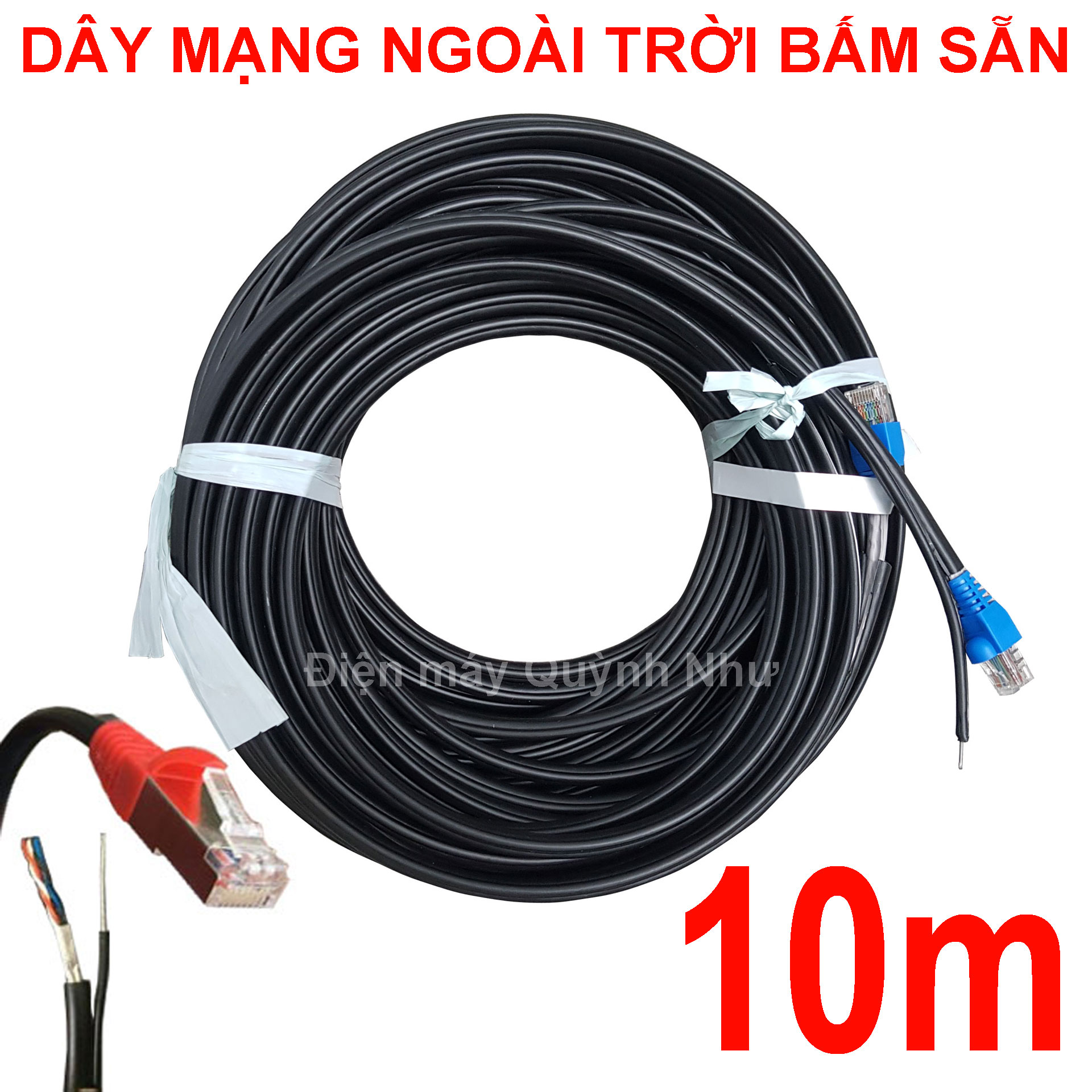 [HCM]10m Dây mạng ngoài trời (bấm sẵn 2 đầu) - Cáp mạng ngoài trời, Dây lan ngoài trời, cáp lan ngoài trời