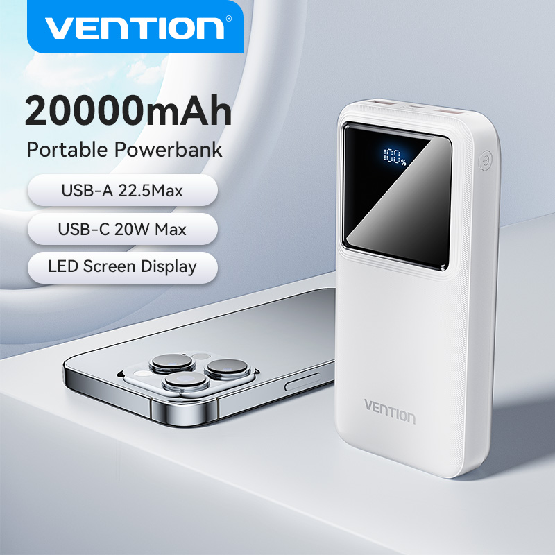 Vention Sạc Pin Dự Phòng 20000mAh Powerbank PD 22.5W Sạc Nhanh Heavy Duty Power Bank dành cho iPhone 15 14 Pro Max Xiaomi Samsung Huawei Redmi Note Original Brand Power Supply Type C 20K mAh Màn Hình LED Power Station