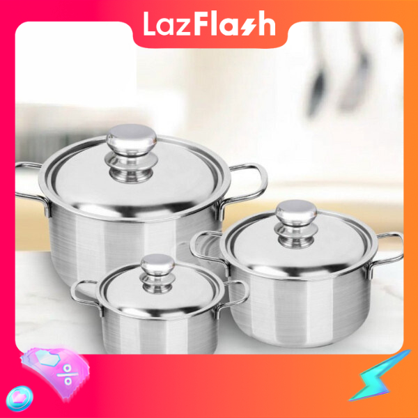 Bộ3 Nồi inox cao cấp dày dặn- Bộ Nồi Nấu được trên bếp từ và hồng ngoại vô cùng tiện lợi. có 3 size , 3 kích thước khác nhau-16cm-18cm-24cm