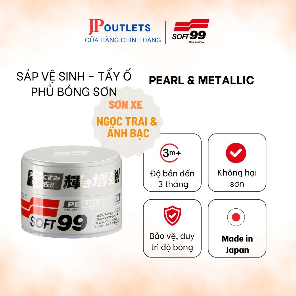 [HÀNG NHẬT - GIÁ TỐT] SÁP VỆ SINH VÀ LÀM BÓNG SƠN XE Ô TÔ MÀU NGỌC TRAI VÀ ÁNH KIM PEARL&METALIC W-4 | SOFT99 JAPAN