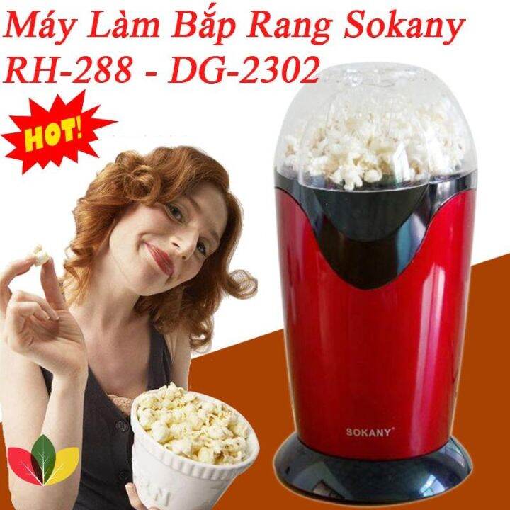 Máy làm bắp rang bơ sokany RH-288 Cao Cấp - Máy nổ bỏng ngô - Máy làm bắp rang bơ kiểu dáng hiện đại Dùng để rang, sấy các loại hạt khác như hạt điều, hạt dẻ... Máy có dây cắm điện tiện dụng