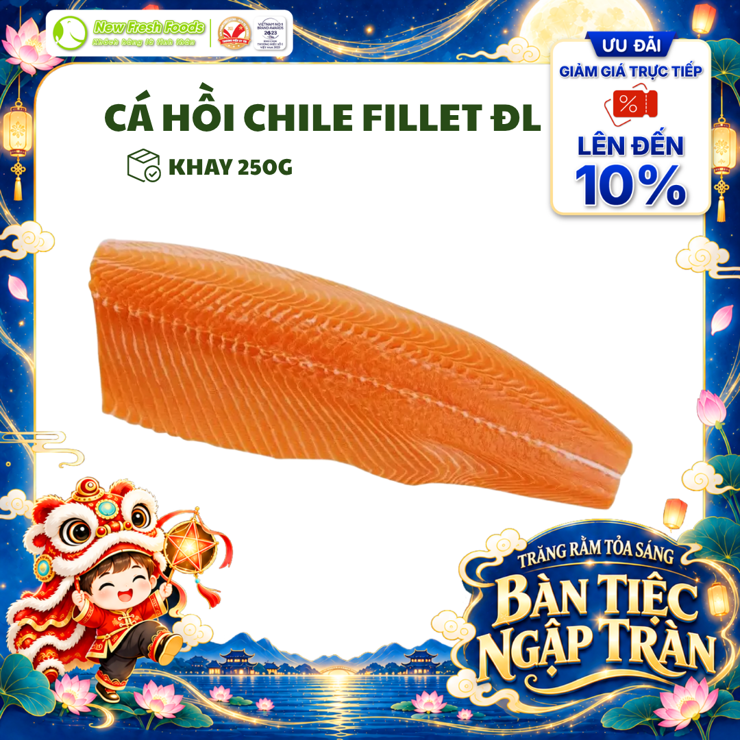 [HỎA TỐC HCM] Cá Hồi Chile Fillet Đông Lạnh Không Xương - Khay 250G và 500G