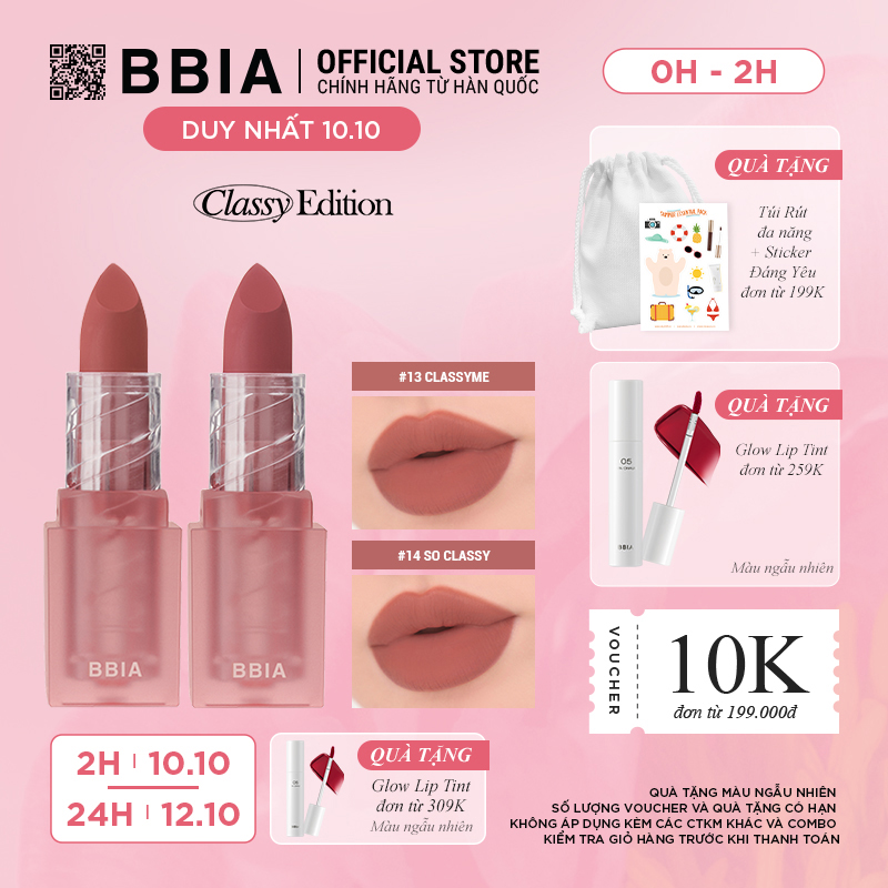 Son thỏi Bbia Last Powder Lipstick Classy Edition  3.5g