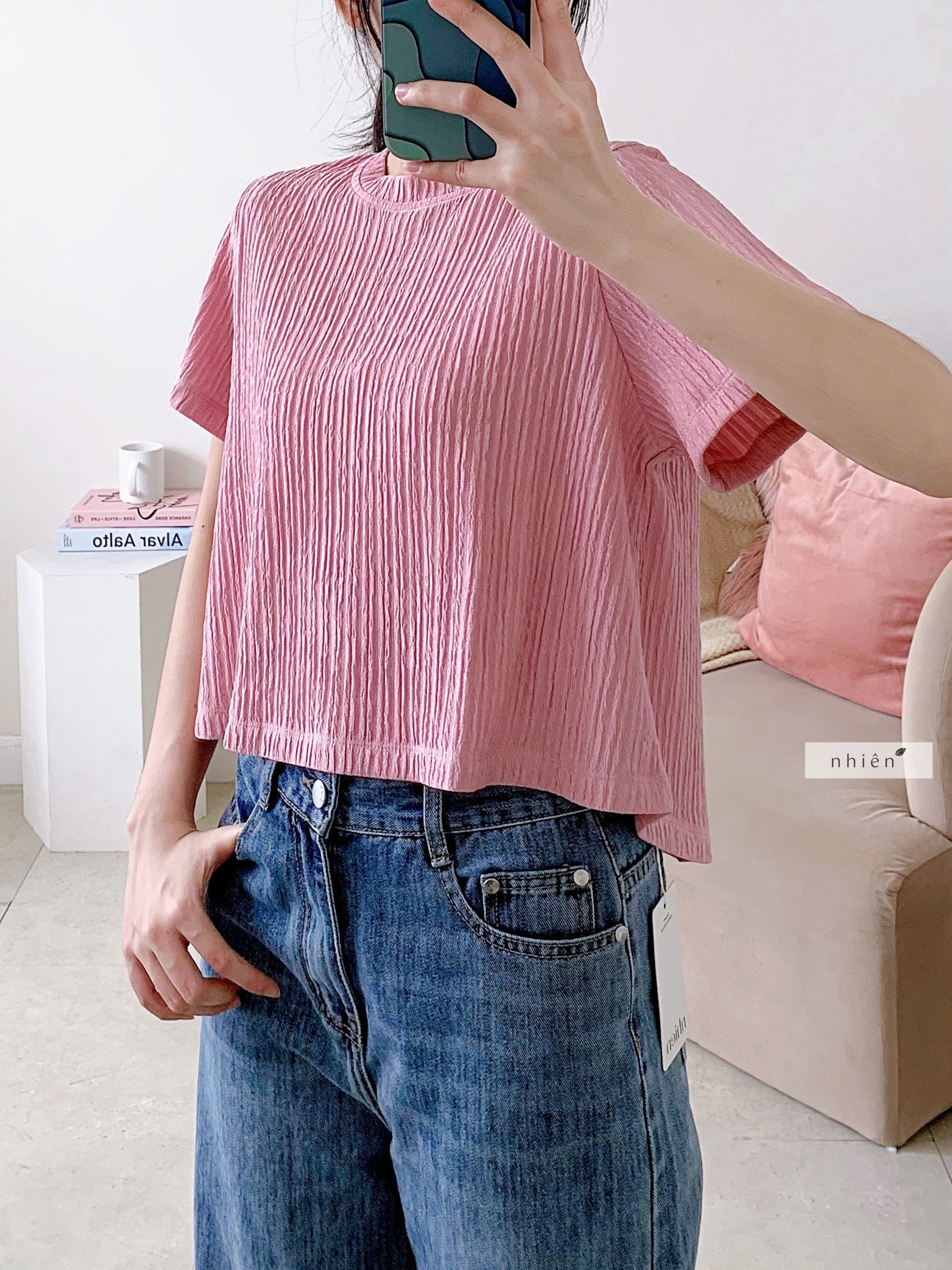 Áo thun kiểu - Áo thun cổ tròn tay ngắn nhienofficial BA342