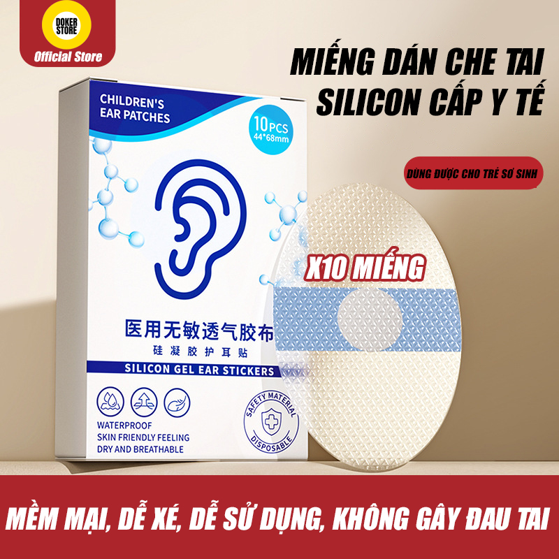 Miếng Dán Bịt Tai Y Tế Cho Bé Chống Nước, Siêu Thoáng Khí, An Toàn Chuẩn Y Tế – Hộp 10 Miếng