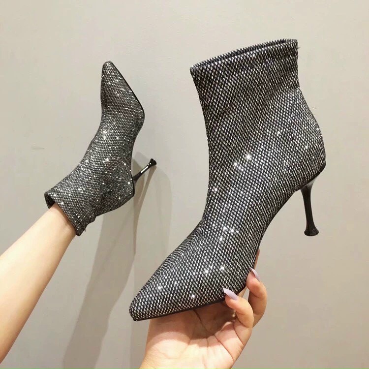 Bốt gót đũa cổ trung kim sa siêu hót - A978