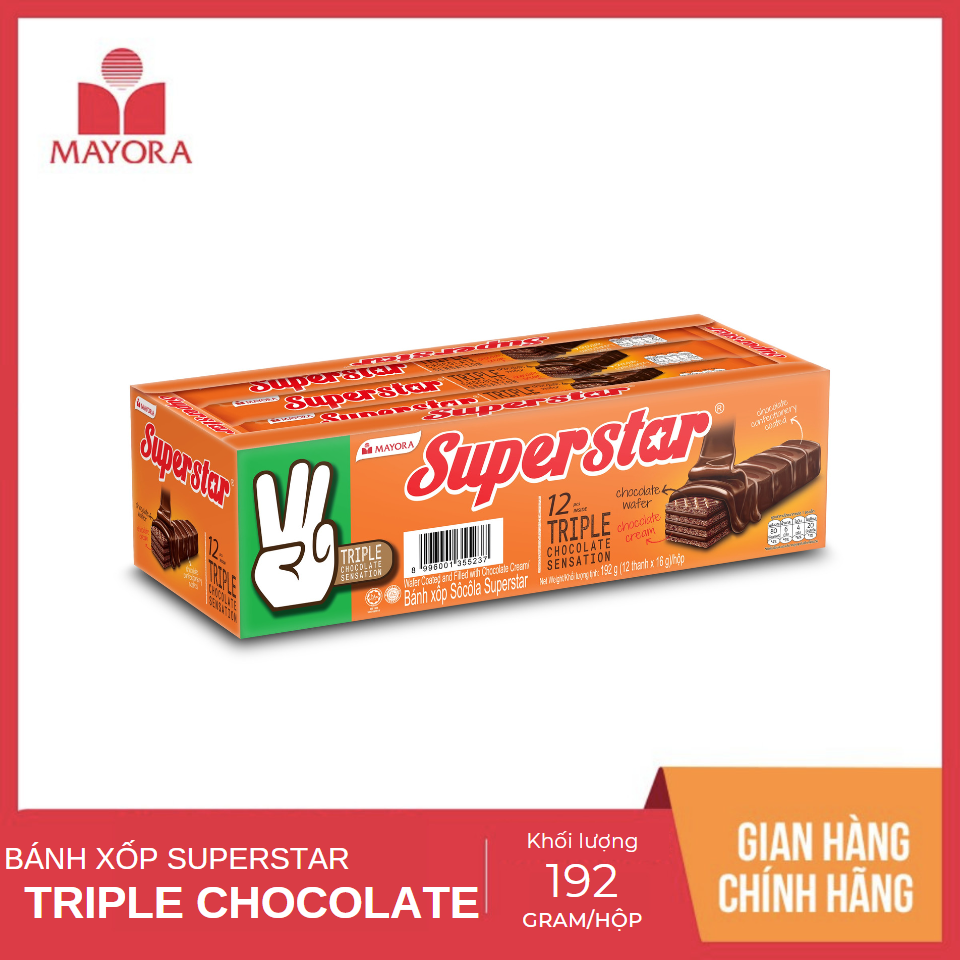 Bánh xốp superstar triple choco 192g