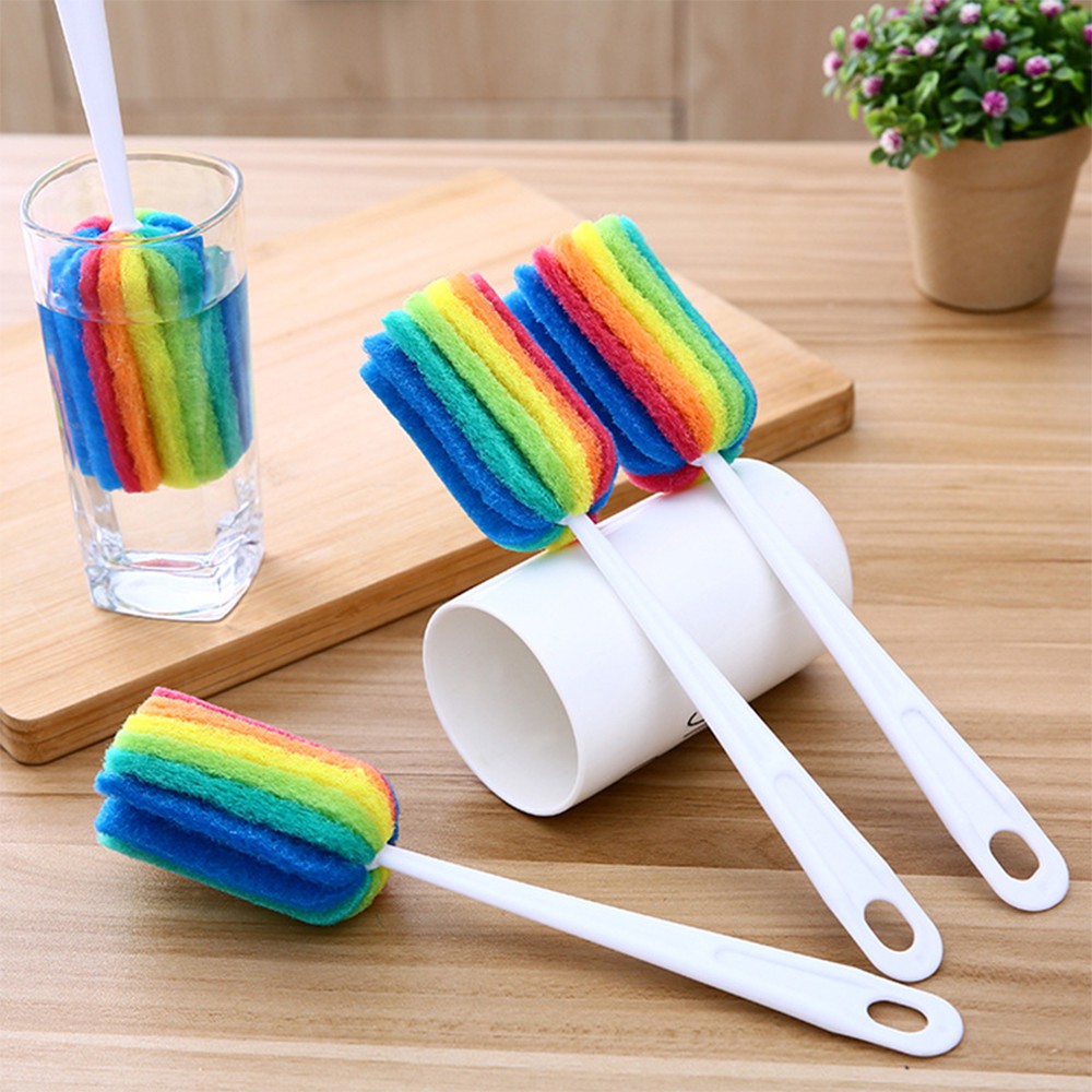Cây cọ rửa ly 7 màu, bọt biển, siêu thấm hút vệ sinh siêu sạch