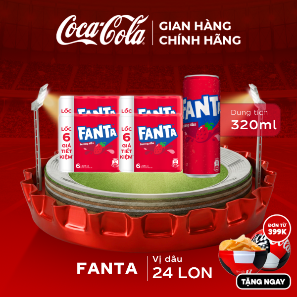 [SIÊU SALE ] Lốc 24 Lon Nước Giải Khát Có Gas Fanta Hương Dâu 320ml/Lon Sale 25.06 Coca-Cola Chính Hãng_LD