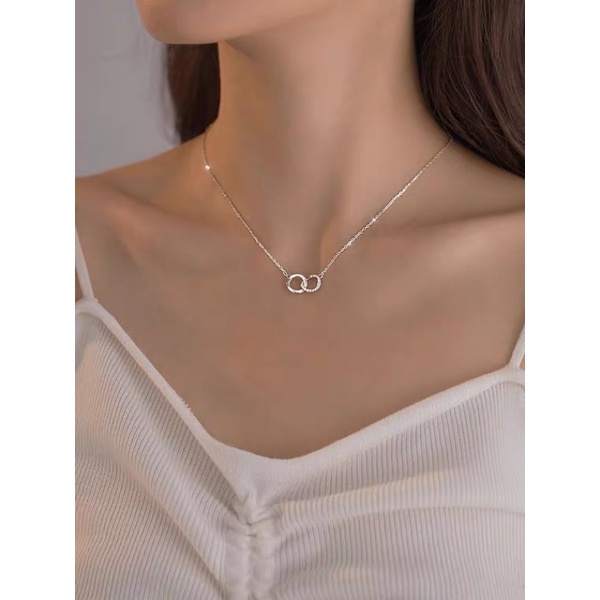 Dây chuyền bạc nữ lồng nhau nạm đá bạc ta nguyên chất chuẩn tiệm vàng