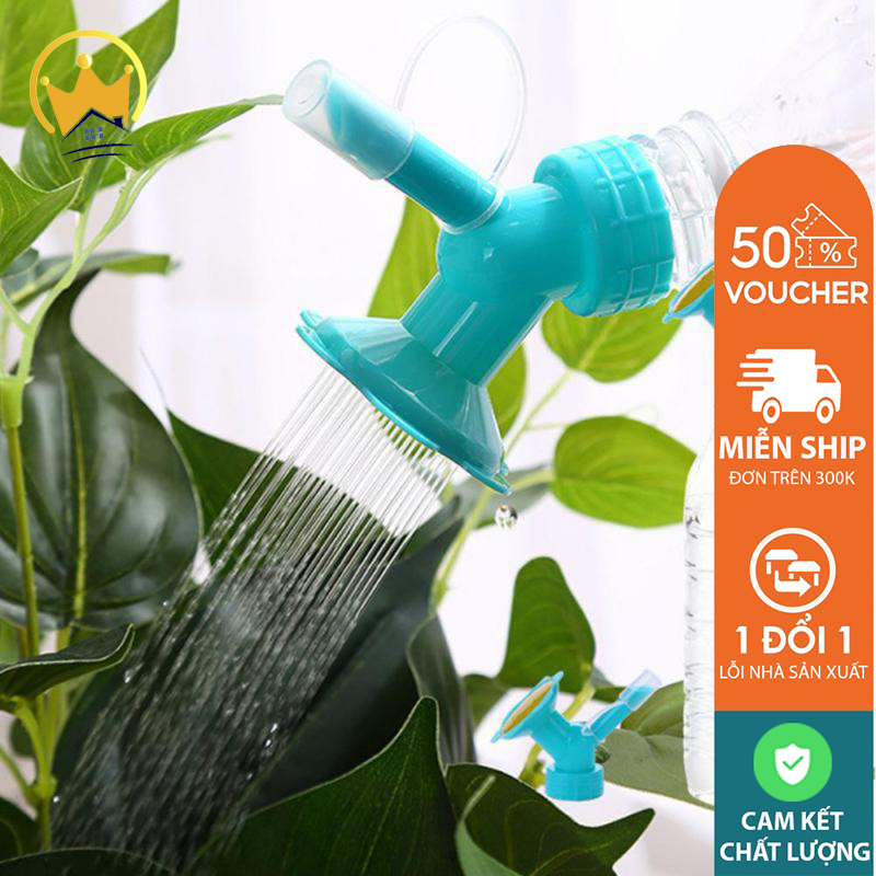Đầu vòi tưới cây gắn chai nước 2 đầu tiện lợi có nắp đậy