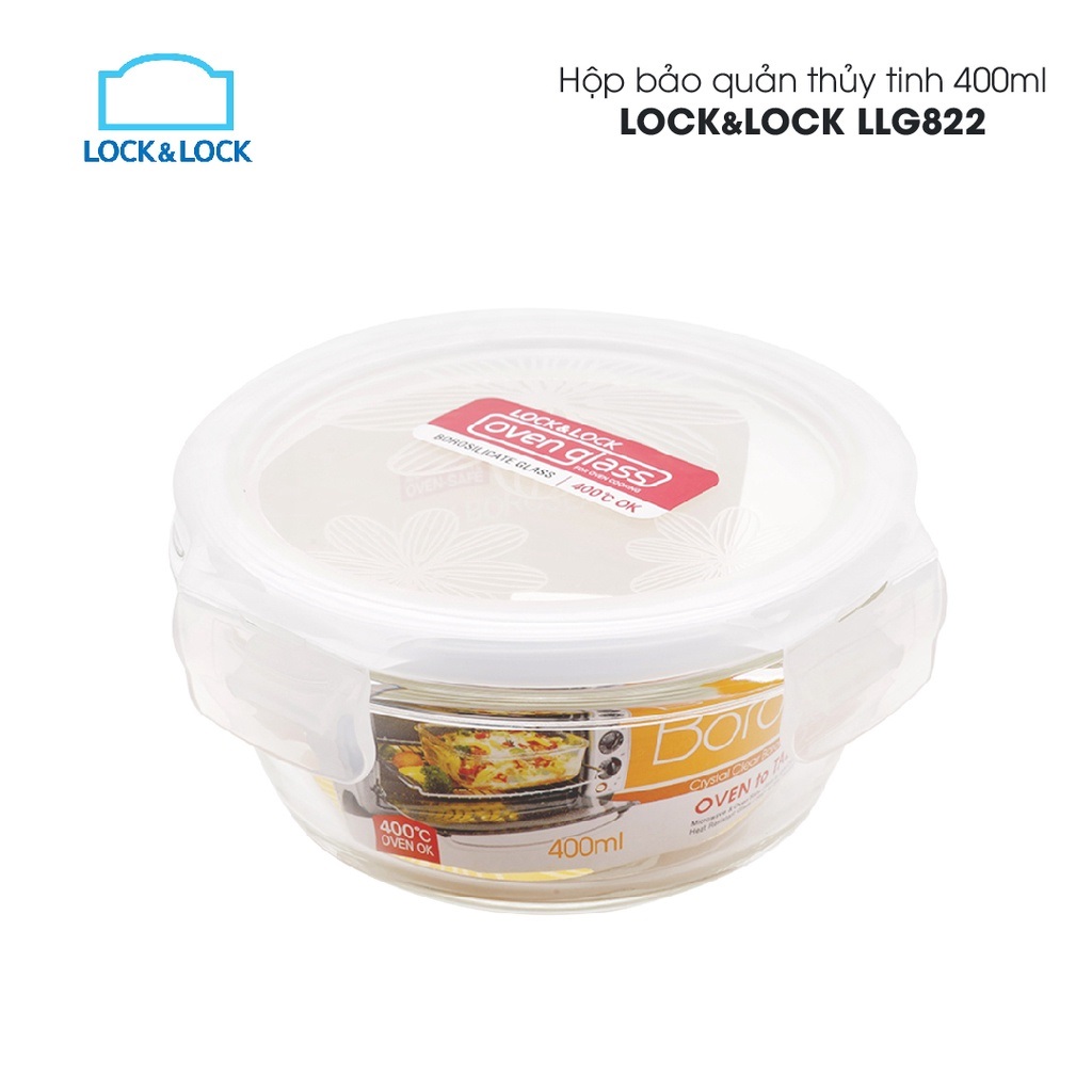 Hộp thủy tinh lock and lock 400ml, hộp mang cơm trưa lock&lock