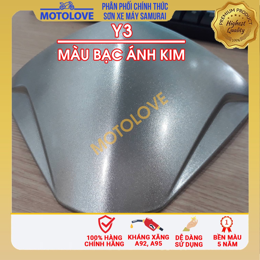 Sơn xịt xe máy Samurai màu Bạc Ánh Kim - Y3 nhập khẩu từ Malaysia.