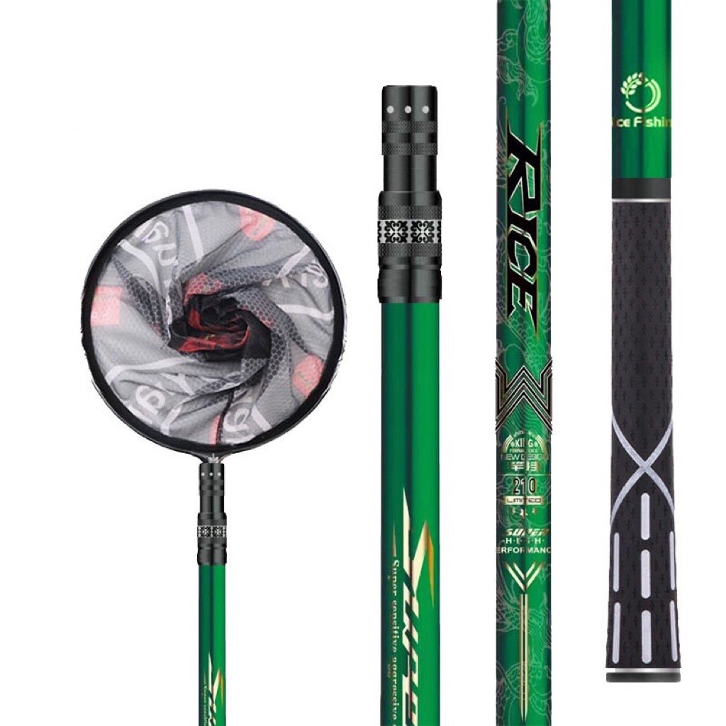 Vợt Cá Carbon Rice Fishing có thể thu gọn chuyên dùng câu đài câu đơn cao cấp