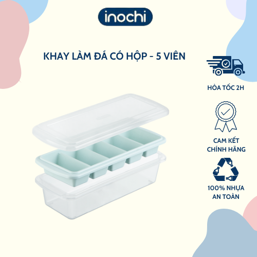 Khay đá thanh Kari 5 viên ( Có hộp ) - Khay tạo hình nước đá, Khay đá bền chắt và dẽo dai - Thân thiện và Tiện dụng - Hàng chính hãng INOCHI - Tiêu chuẩn Nhật Bản