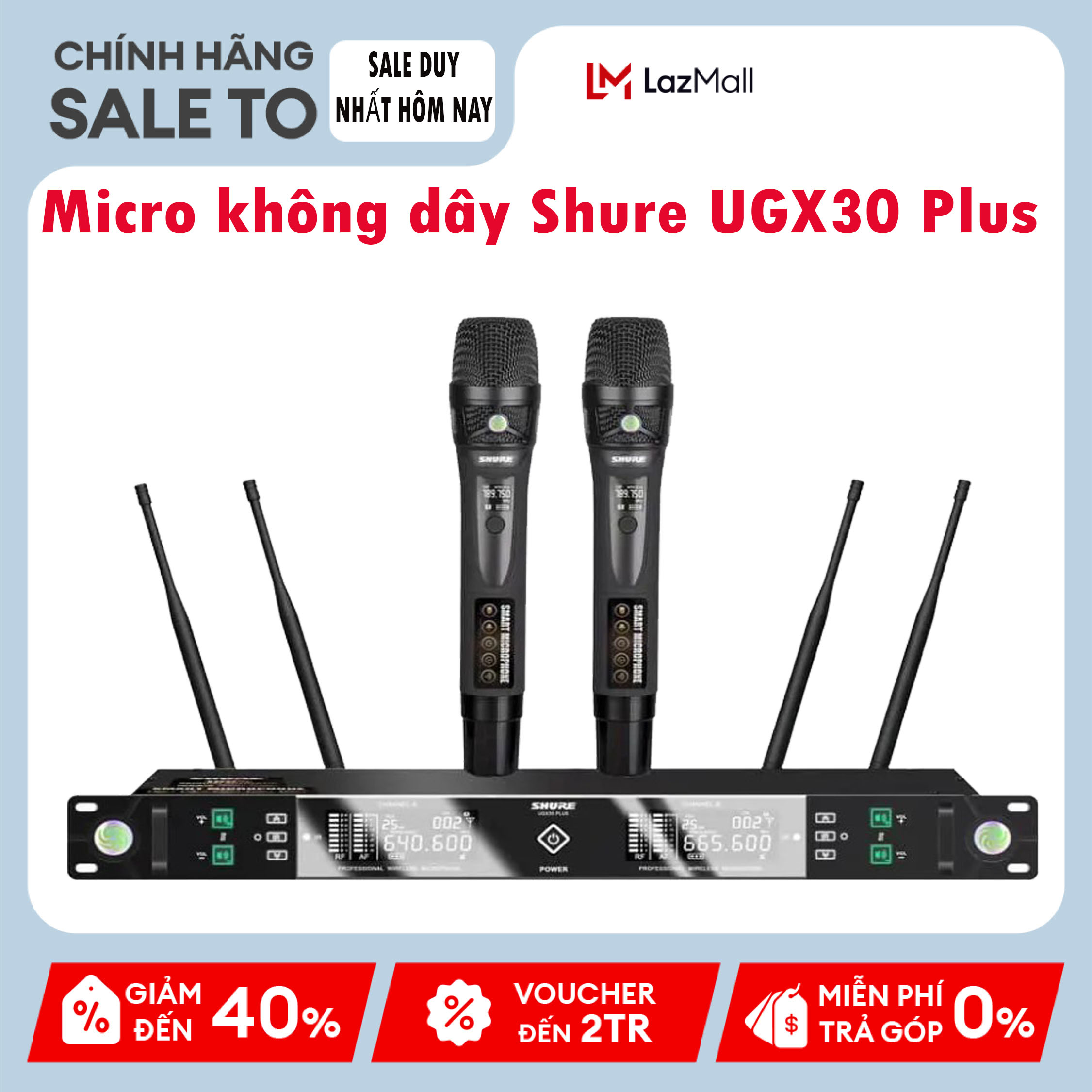 Bộ Micro Karaoke Không Dây Shure Ugx30 Plus - Bắt Sóng Cực Xa
