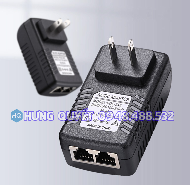 Bộ chuyển đổi điện poe 48v 0.5a 24w adapter nguồn poe 48v 0.5a 24w tiện lợi cắm là chạy cho các thiết bị mạng hỗ trợ poe