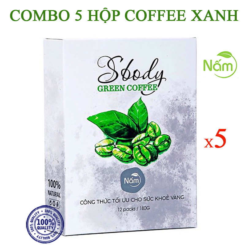 [HCM]Combo 5 hộp nấm sbody green coffee