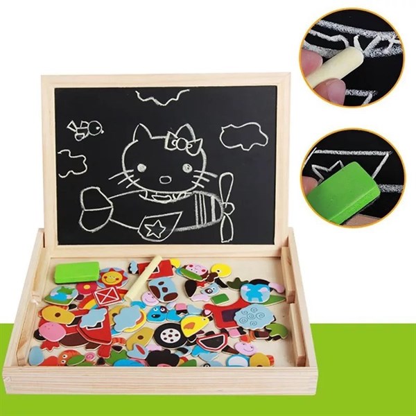 Đồ chơi cho bé,đồ chơi ghép hình nam châm bằng gỗ , hộp ghép tranh kèm bảng từ 2 mặt và bút tự xóa cho bé