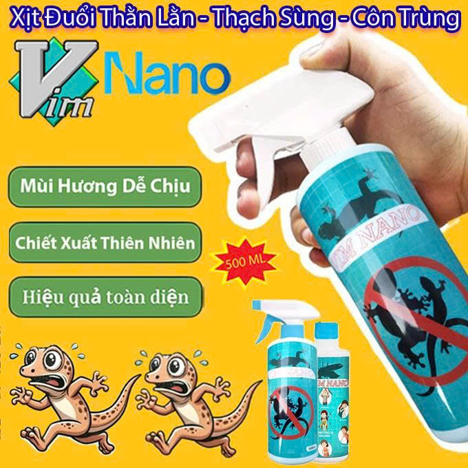  Xịt Thằn Lằn Thạch Sùng Vim Nano 500ml Mùi Hương Dễ Chịu Xuất Xứ Thảo Mộc - Xua Đuổi Muỗi Gián Thạch Sùn 