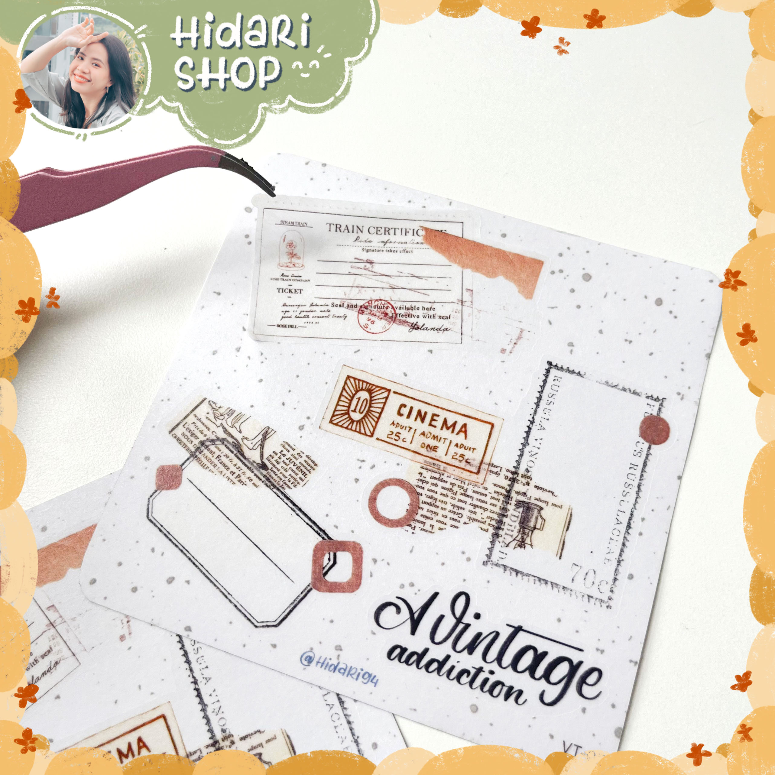 Sticker Vintage Dùng Để Trang Trí Sổ/ Bullet Journal - Hidari