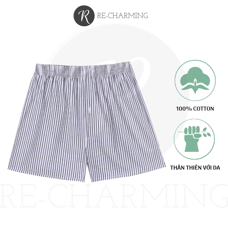 Bộ 1 2 hoặc 3 Quần đùi nam mặc nhà quần ngủ Cotton 100% Aluo Re Charming cao cấp rộng rãi co giãn tốt thoáng khí thoải mái thân thiện với da