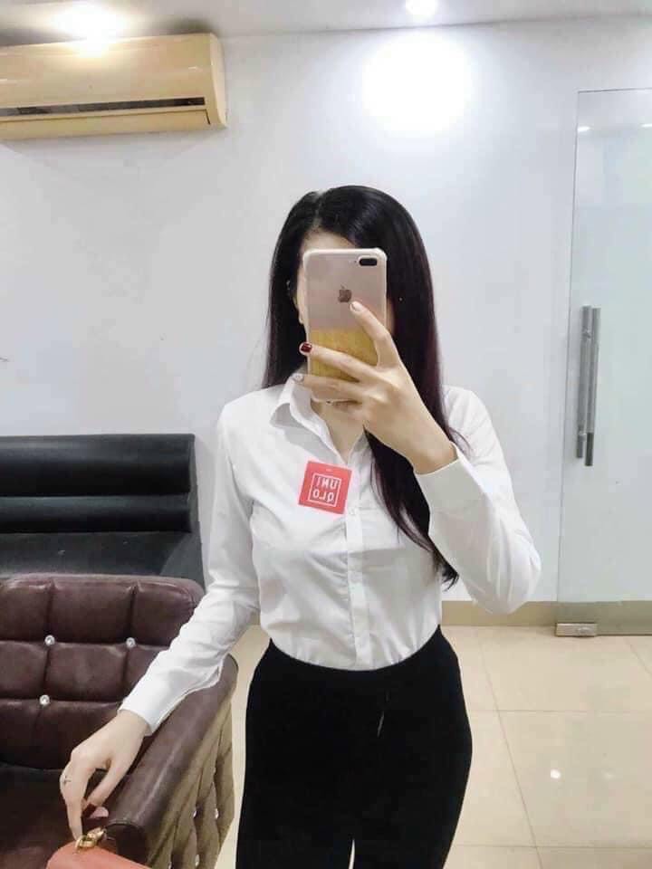 Áo sơ mi nữ UNIQLO dài tay hàng basic công sở, sơ mi nữ màu trắng chất chất thô đẹp mềm, mịn cao cấp