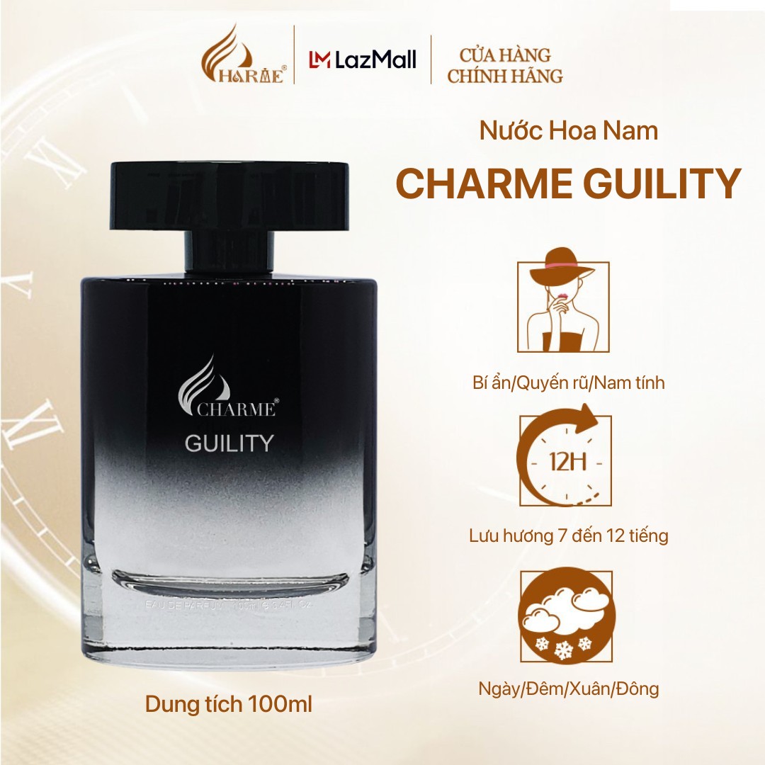 Nước hoa nam charme guility 100ml lưu hương lâu lịch lãm, nam tính_nước hoa chính hãng