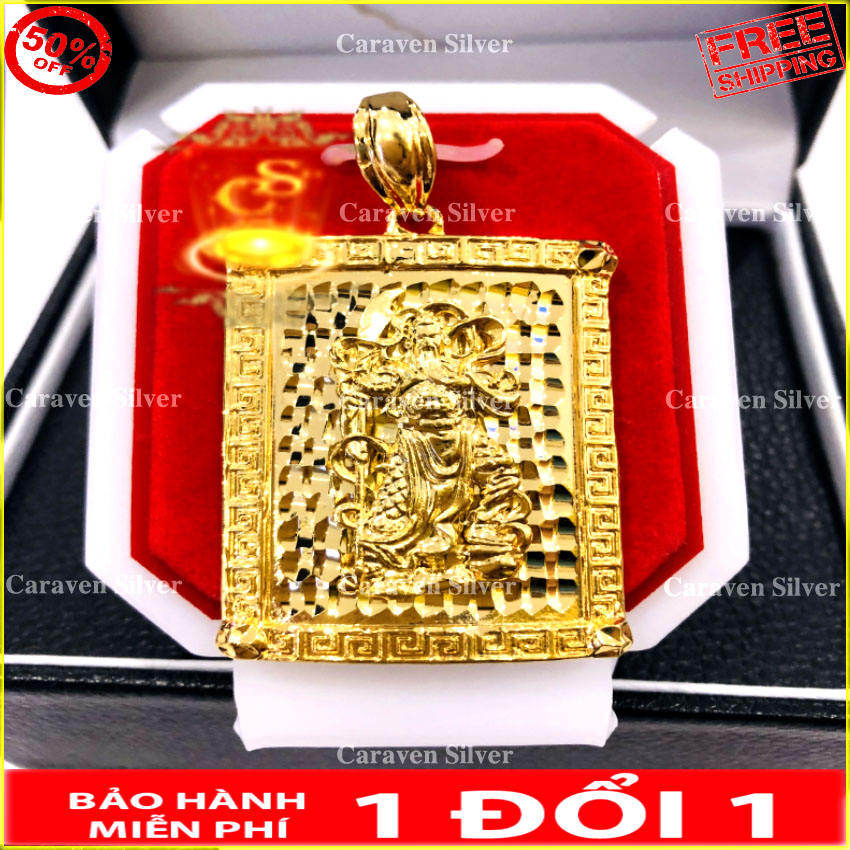 Mặt dây chuyền họa tiết nổi quang vân trường mạ vàng 18k - Kích thước 3.5x4.5cm, họa tiết rõ nét, sắc xảo - Caraven silver - QC - Mat day chuyen ma vang, mặt dây chuyền mạ vàng ,mat day chuyen nam, mặt dây chuyen