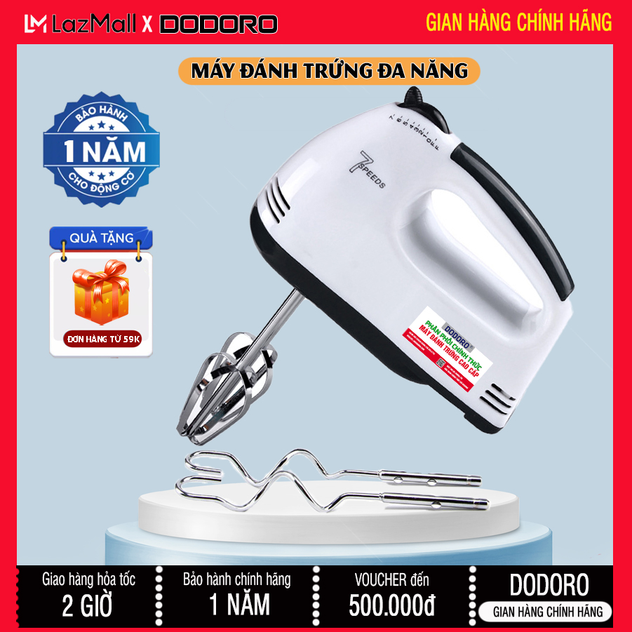 Máy đánh trứng đa năng 7 Tốc độ ZODAN - Bảo hành 12 tháng - máy đánh bọt cà phê, máy trộn bột, cây đánh trứng, máy nhồi bột, máy đánh kem trộn, máy trộn kem, cây đánh trứng cầm tay
