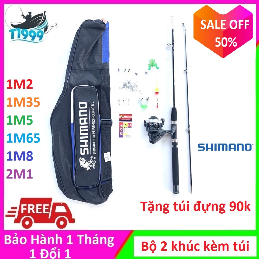 Bộ Cần Câu Máy Shimano 2 Khúc Đặc , Tặng kèm phụ kiện và túi đựng cần shimano , Bộ Cần Câu Cá Lure Giá Rẻ Từ 1m2 đến 2m1 , Tải cá 15kg - Cần Câu T1999
