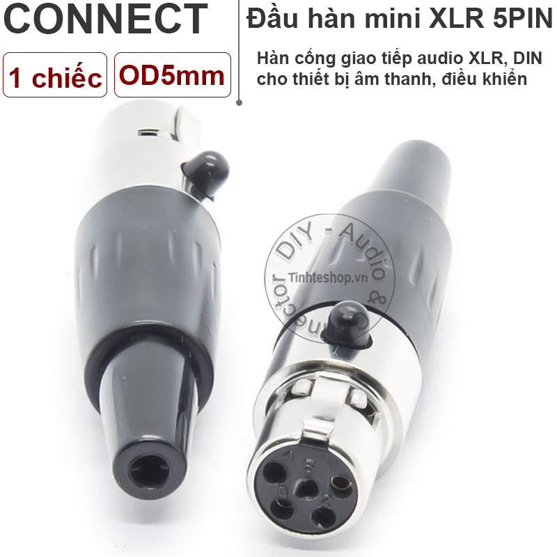 1 chiếc - đầu hàn jack mini xlr 5pin đực od5mm