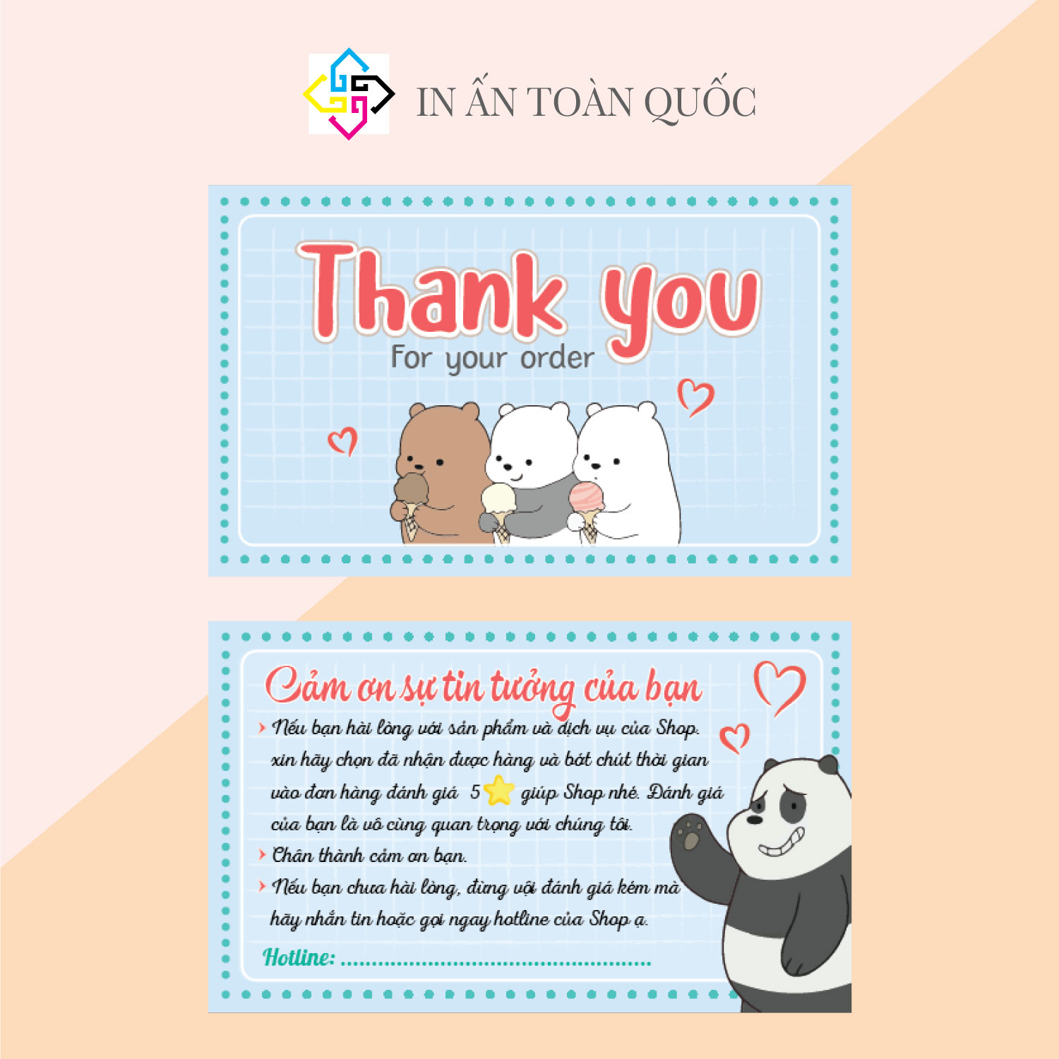 Thiệp cảm ơn khách hàng - thẻ cảm ơn - thư cám ơn khách hàng cho shop bán hàng online - giấy dày sang trọng - 100 Thiệp