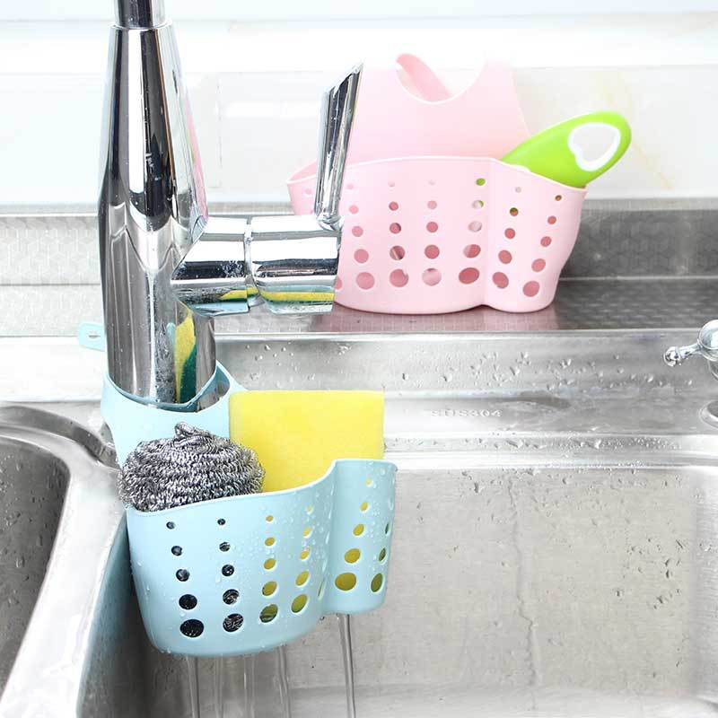 Giỏ nhựa treo vòi nước bồn rửa bát đựng đồ rửa chén, giỏ đựng giẻ, lưới rửa bát