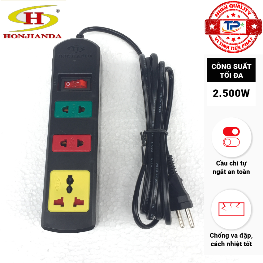 Ổ cắm điện chịu nhiệt đa năng honjianda an toàn chống quá tải dài 3m mã hjd-0313b-đ hjd .