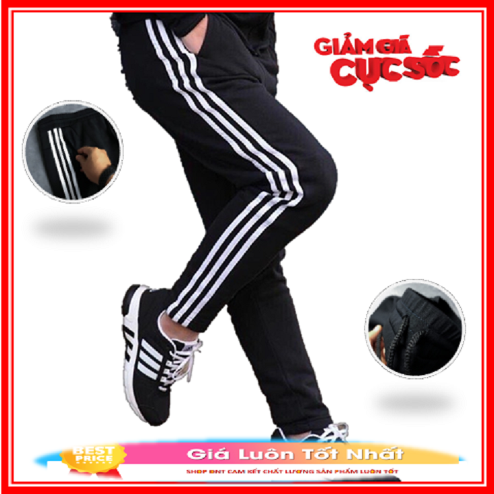 Quần Jogger Nỉ, Quần Thể Thao 3 Sọc, Quần dài thể thao nam, Chất Thể Thao Co Giãn Thời Trang 2020