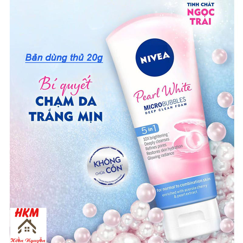 Sữa rửa mặt nivea nữ 20ml | hkm hiền nguyễn mua 4 tặng 1