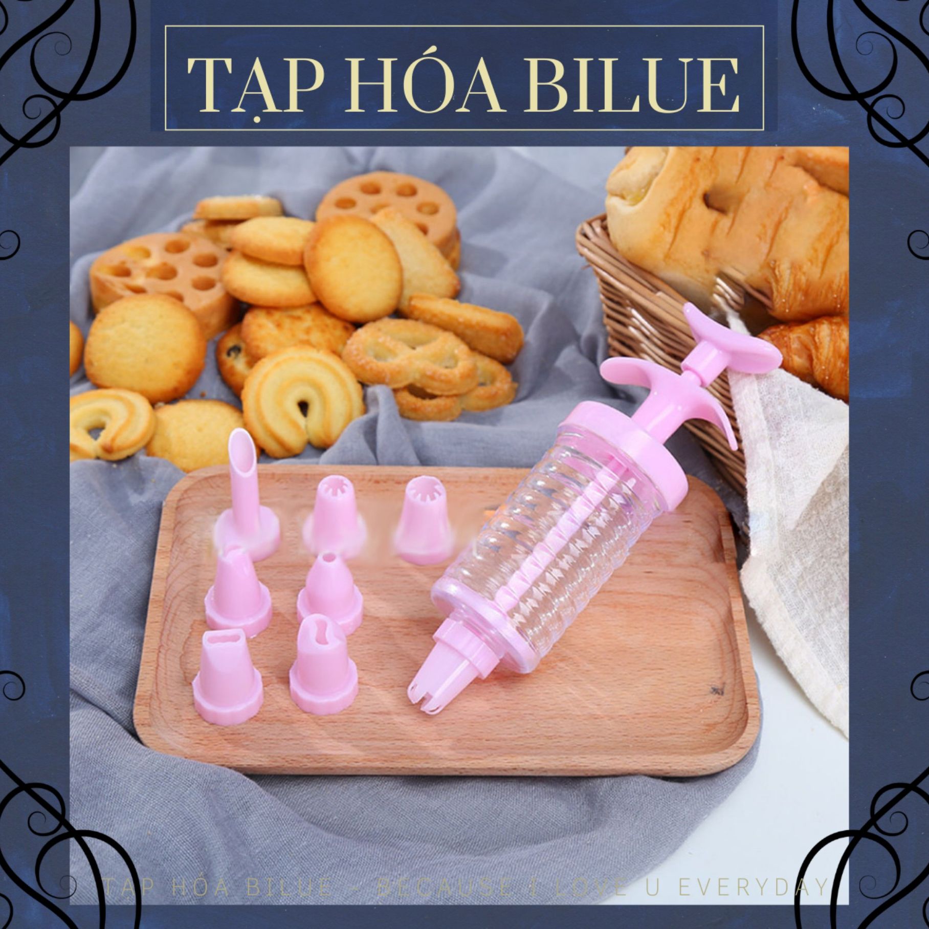 Bộ ống đui bắt bánh quy Cookies Press, bắt bông kem sinh nhật