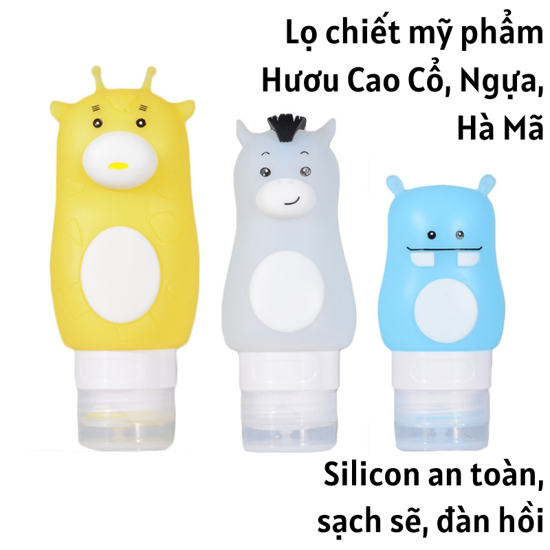 [Mua 3 Tặng 1 túi Mirage] Lọ Chiết Mỹ Phẩm Du Lịch Silicon Thú Cute