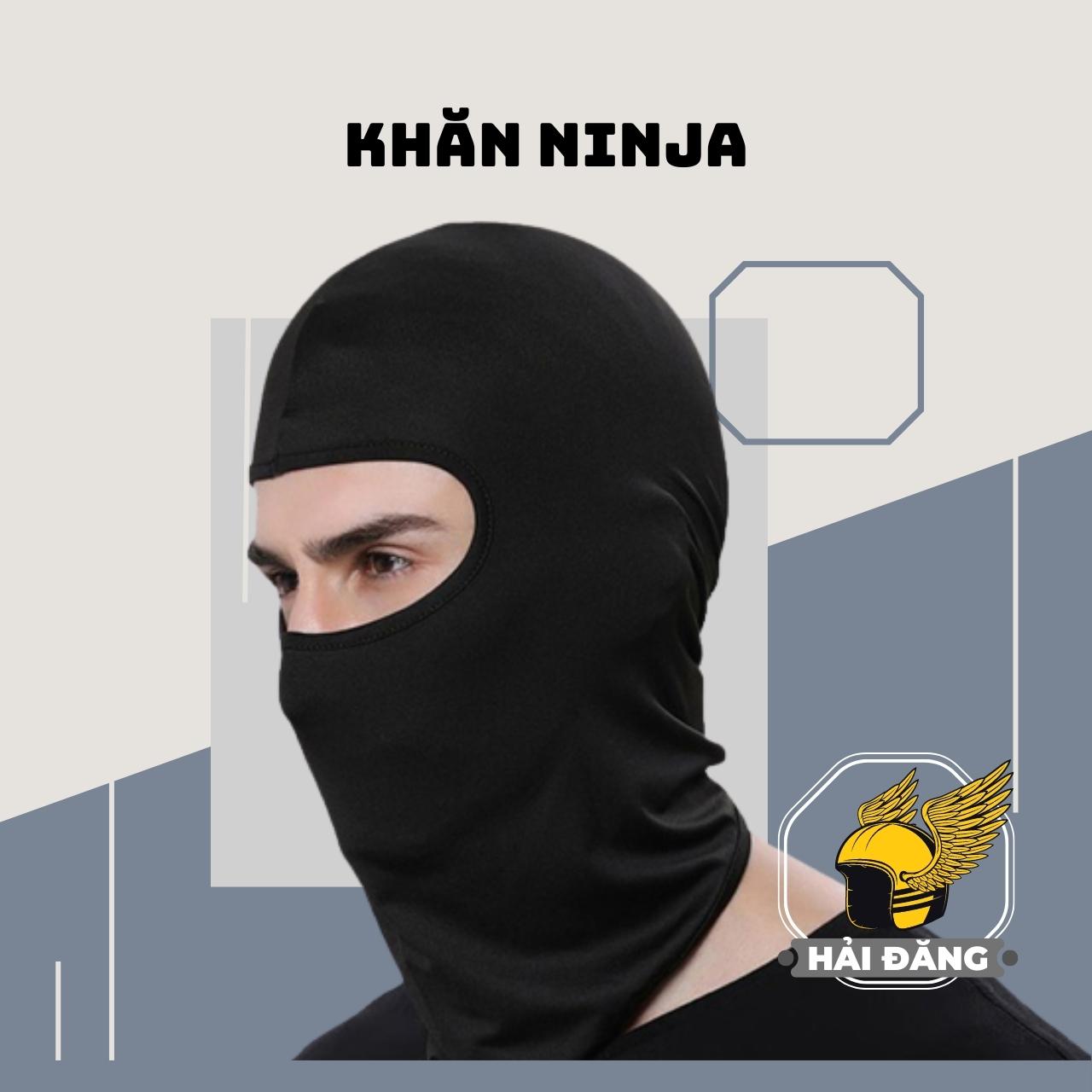 Khăn trùm đầu chống nắng kiểu ninja màu đen loại 2 lớp cao cấp vải thun lạnh co giản