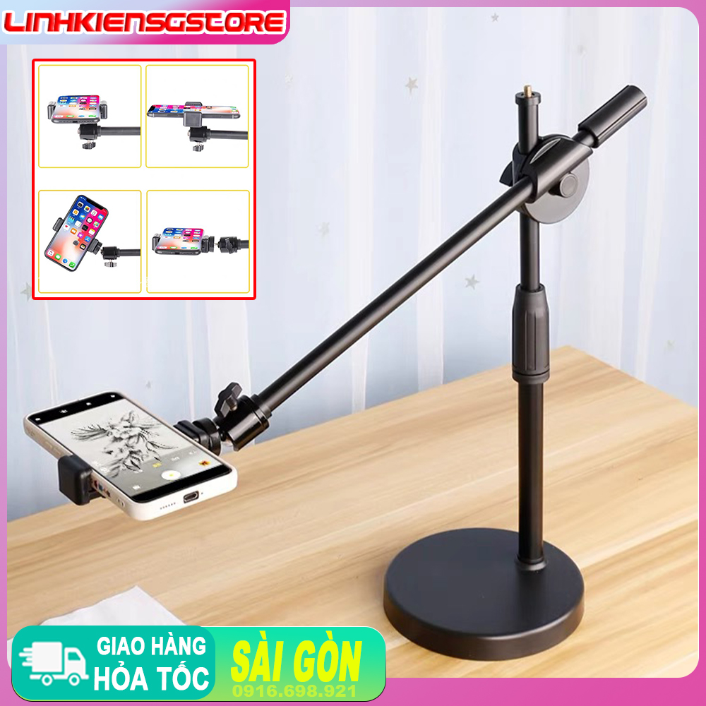 Chân quay điện thoại, giá đỡ camera để bàn C02 quay video từ trên xuống điều chỉnh 360 độ