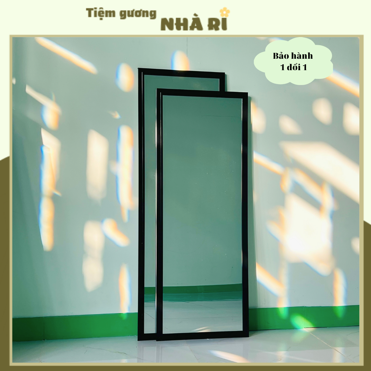 Gương soi toàn thân màu đen (Tặng kèm đinh đóng tường không cần khoan) khung nhôm cao cấp