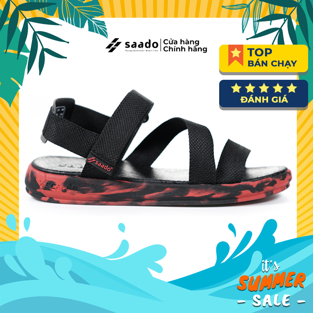 [CHÍNH HÃNG] SANDAL SAADO  CL09 – Camo Rằn Ri Màu Đen Đỏ Giày Sandal Nam Nữ Cao Cấp Cá Tính