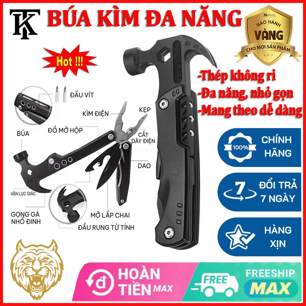 Kìm, búa kìm đa năng, búa kìm gấp gọn siêu tiện lợi 14 in 1, búa thoát hiểm, bộ dụng cụ sửa chữa đa năng, sửa chữa nhà cửa, dụng cụ đi phượt, búa đa năng gấp gọn, búa sinh tồn, búa thoát hiểm, chất liệu thép không rỉ.
