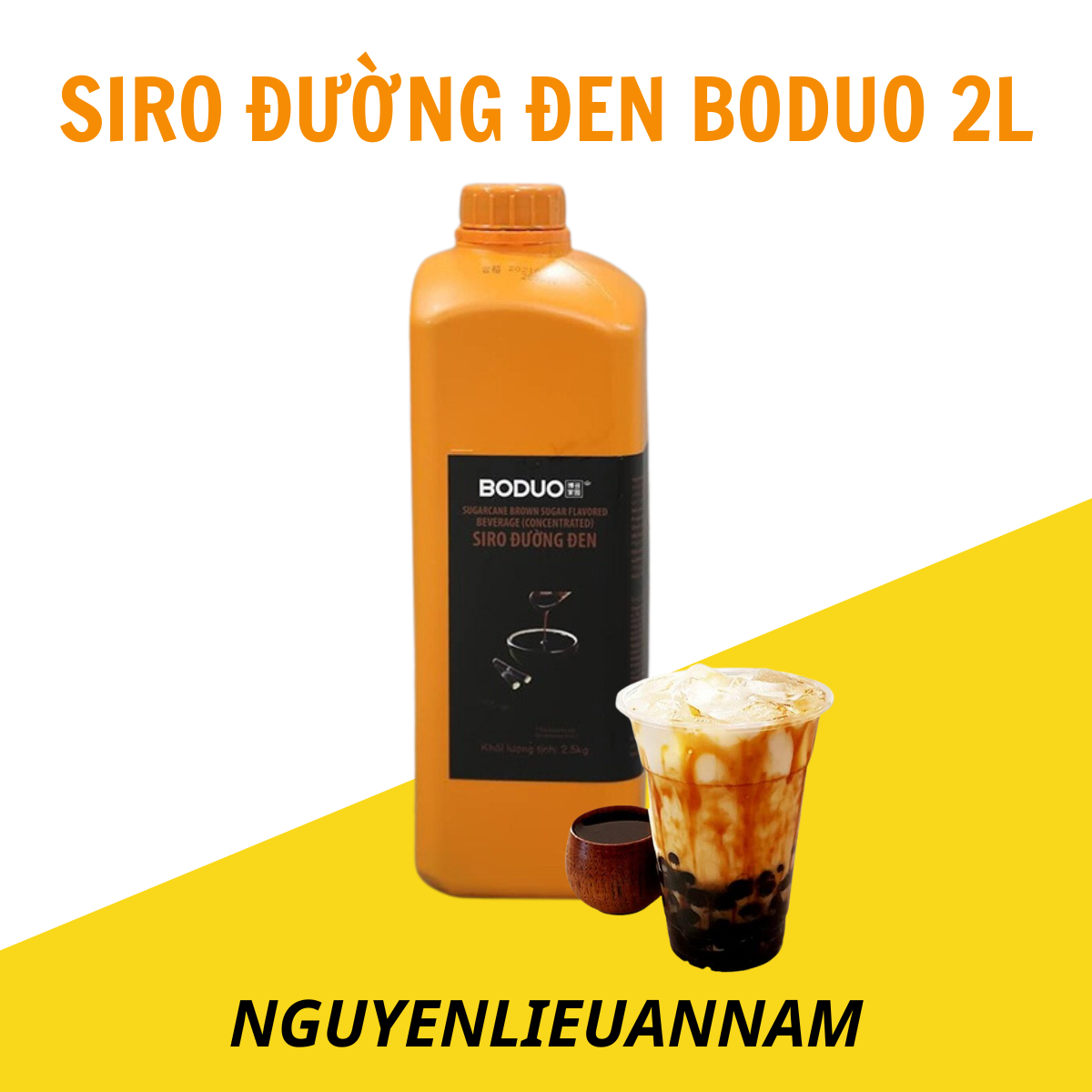 Siro đường đen Boduo pha sữa tươi đường đen thơm ngon, bám lâu- can 2,5kg
