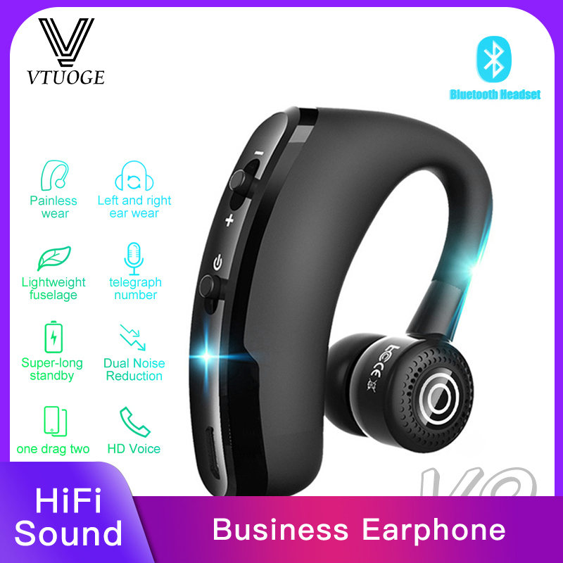 VTUOGE  V9 Tai nghe Bluetooth không dây Tai nghe Bluetooth dành cho doanh nghiệp Tai nghe đơn có mic Tai nghe rảnh tay cho xiaomi Redmi huawei oppo vivo Sony samsung Airdots Điện thoại di động Android